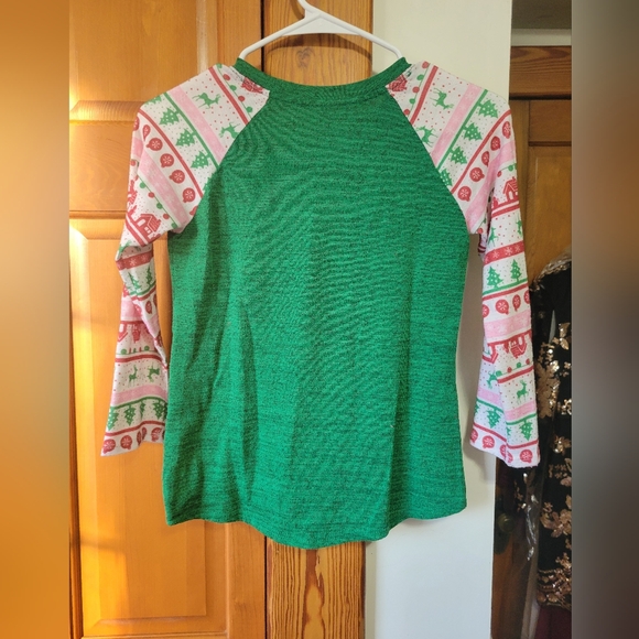 Snowman snowmen festive christmas holiday top shirt girls 7/8 7 8 - Picture 6 of 6